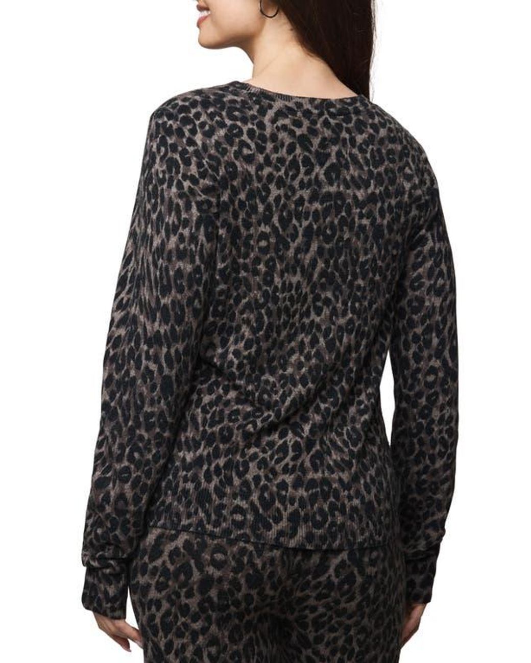 Splendid Black Leopard Print Crewneck Sweater