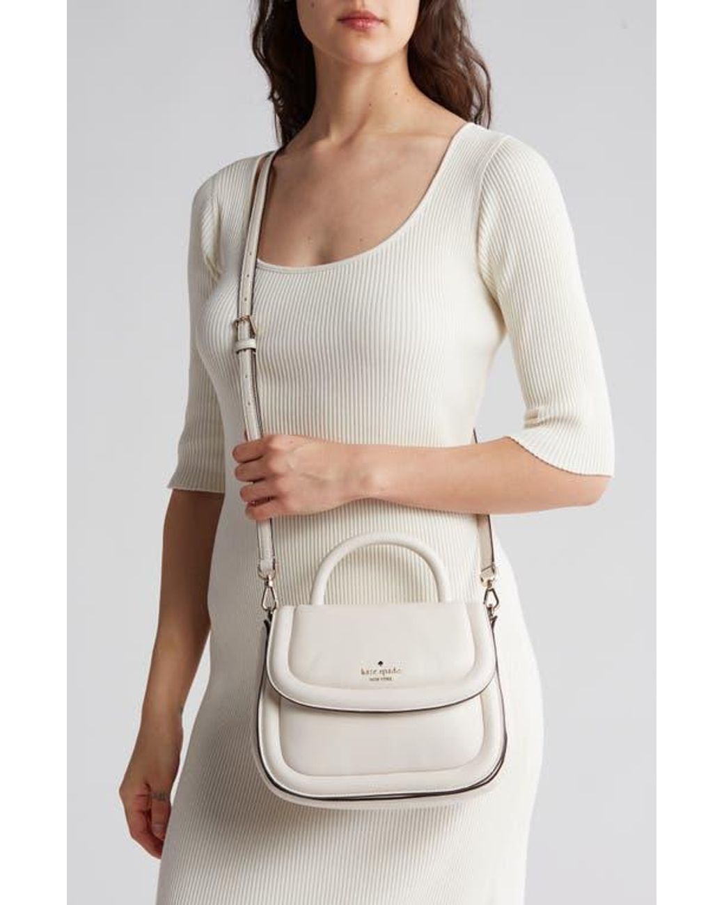 Kate Spade Puffy Top Handle Crossbody Bag in Natural | Lyst