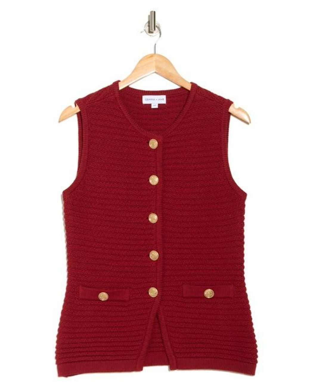 Gemma Jane Red Buttoned Sweater Vest