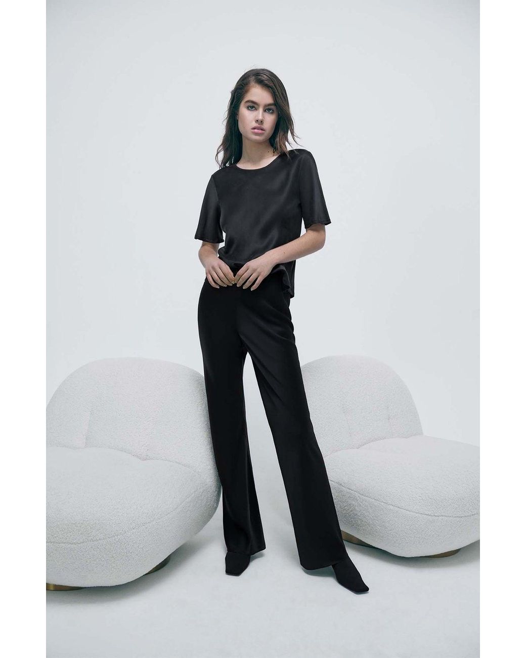 SILK LAUNDRY Bias Cut Pants in Black | Lyst