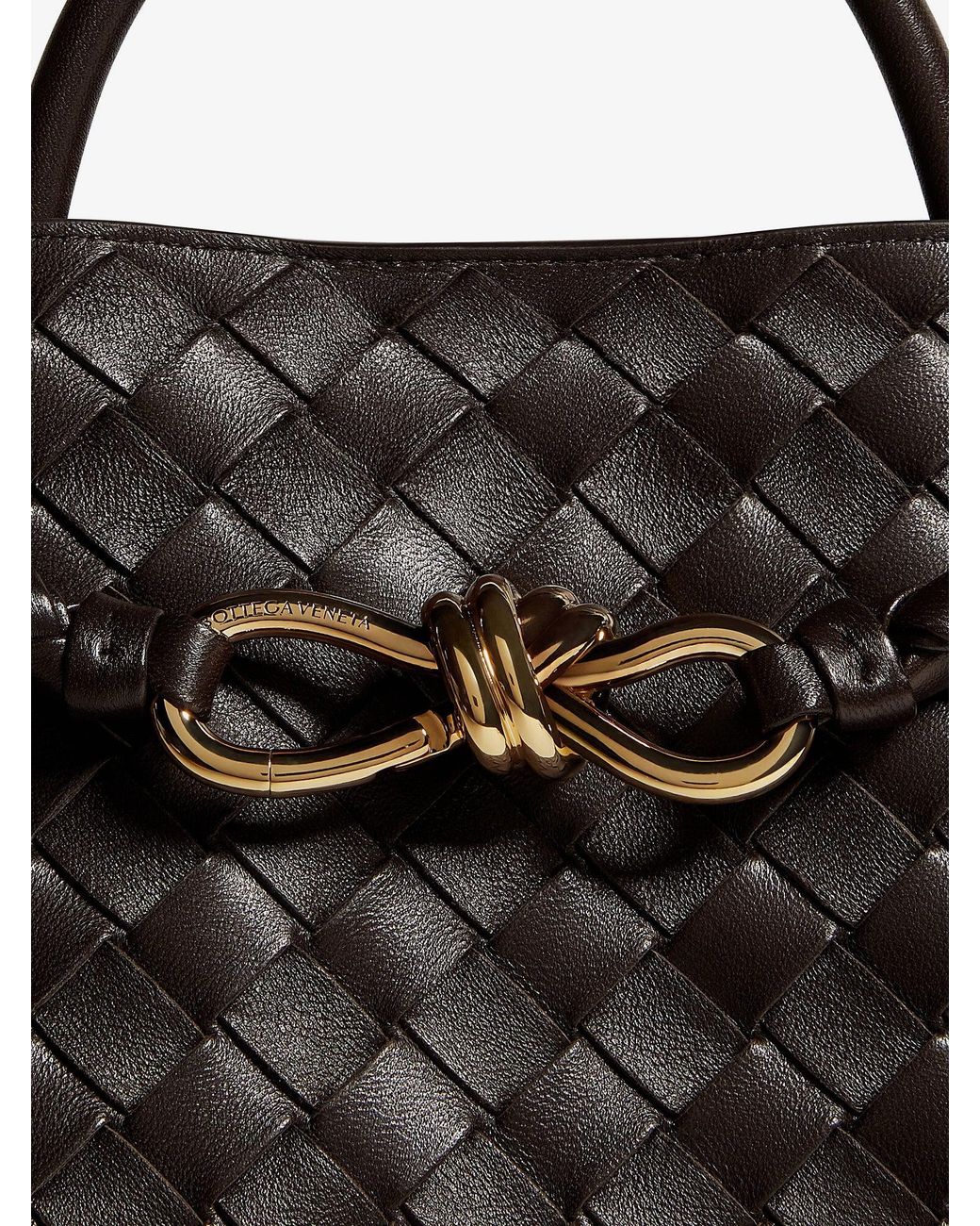 Bottega Veneta Black Andiamo Leather Handbag With Intrecciato Pattern