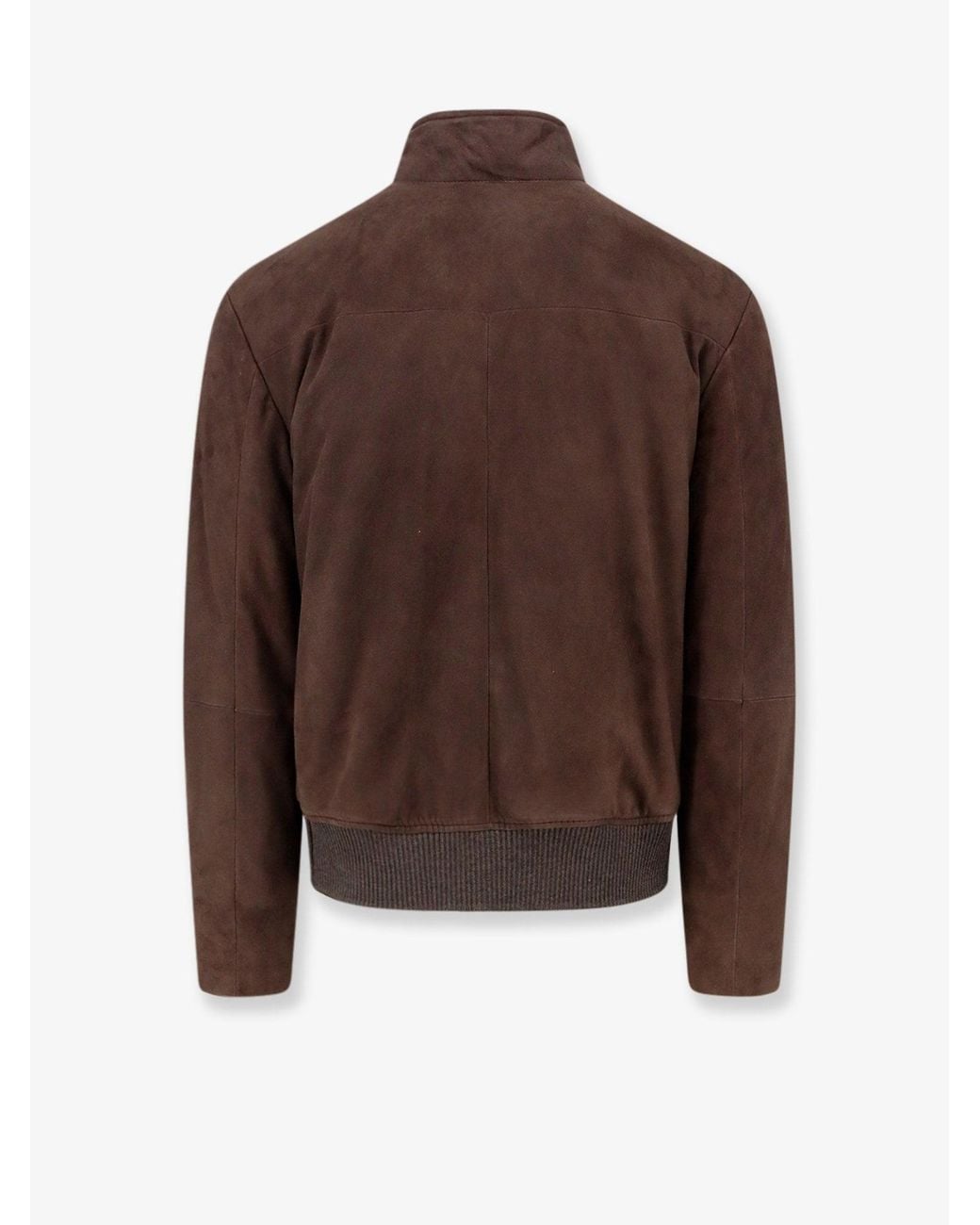 Corneliani Brown Suede Jacket With Shearling Detail for men