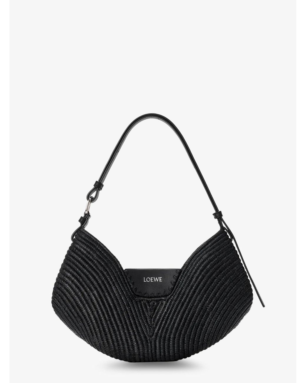 Loewe Black Paula's Ibiza-Swing Raffia And Leather Shoulder Bag