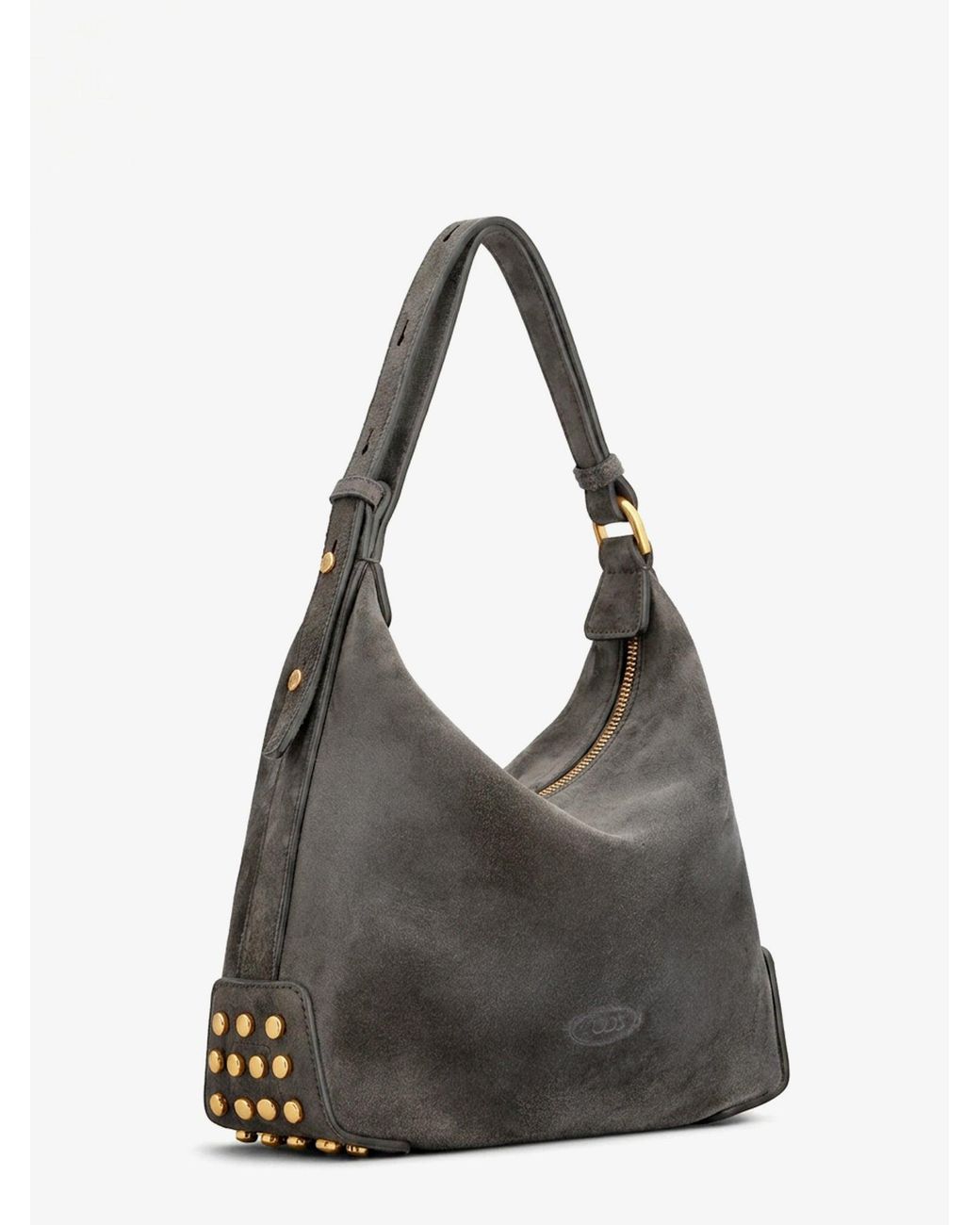 Tod's Gray Mini Bag Metal Dots Suede Shoulder Bag