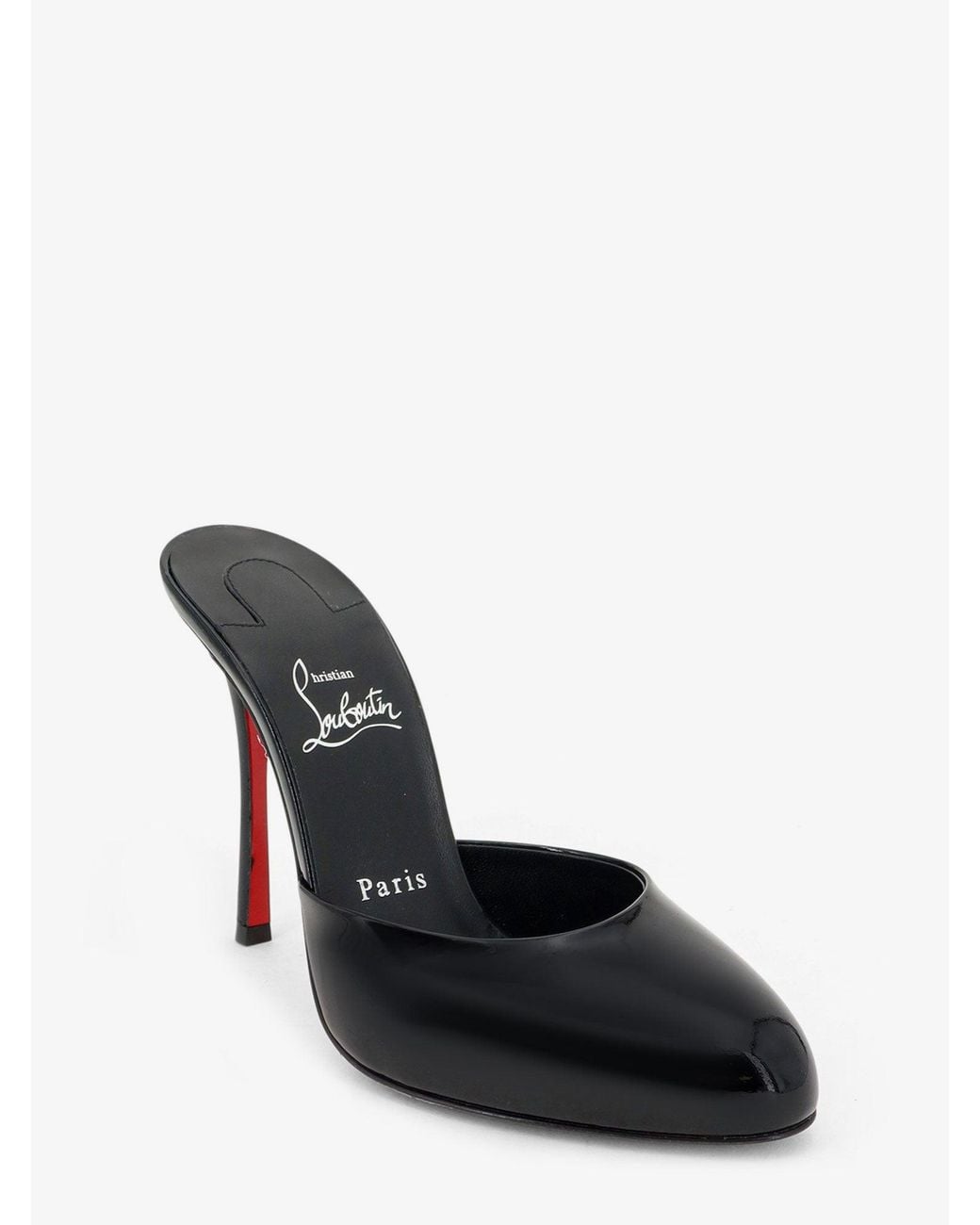 Christian Louboutin Black Patent Leather Dolly Mule Sandals