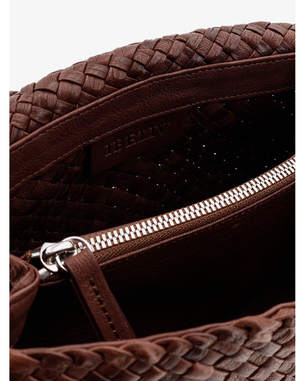 IBELIV Brown Paris Vegetable Leather Shoulder Bag With Woven Pattern