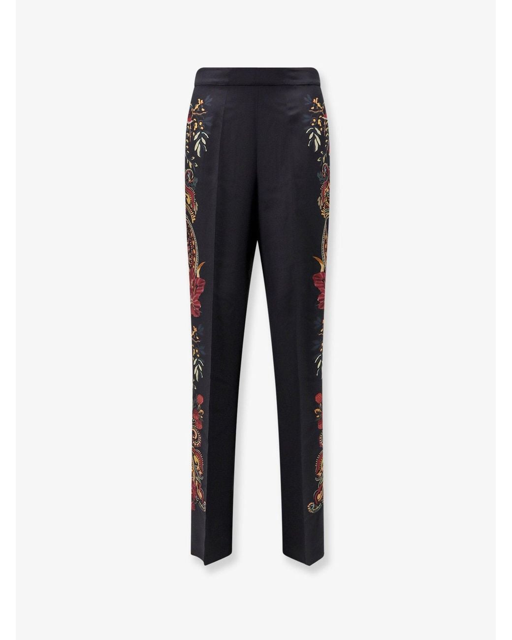 Etro Blue Silk Trousers With Paisley Pattern
