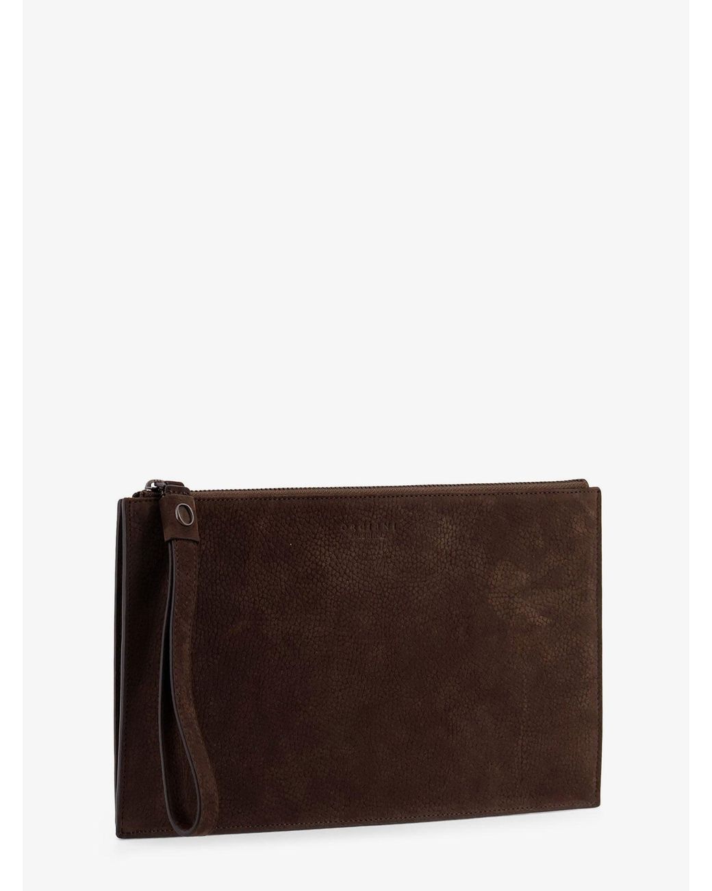 Orciani Brown Leather Clutch for men
