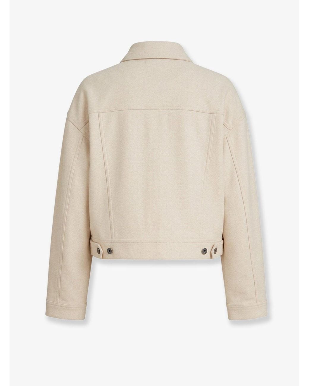 Brunello Cucinelli Natural Cropped Wool Jacket With Monili Profile