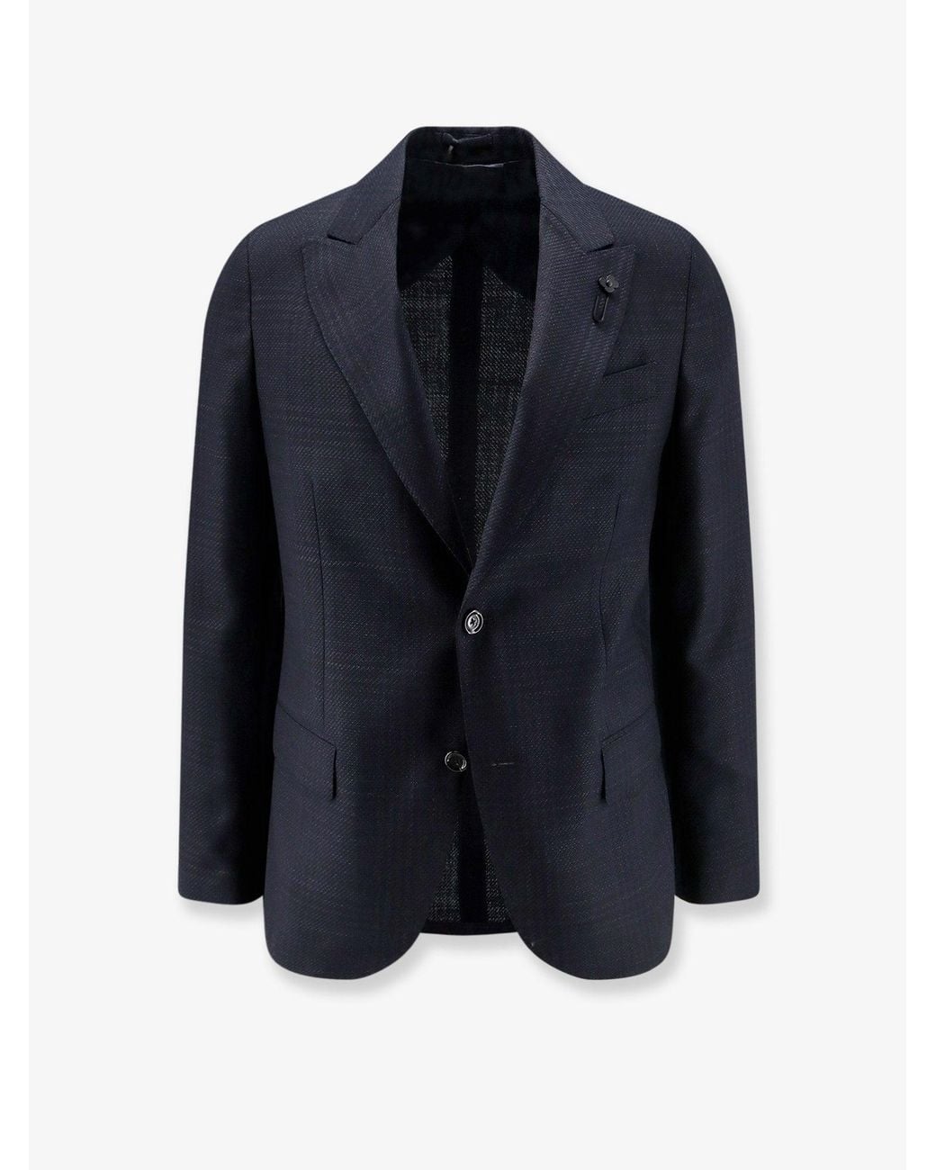 Lardini Blue Prince Of Wales Wool Blazer for men