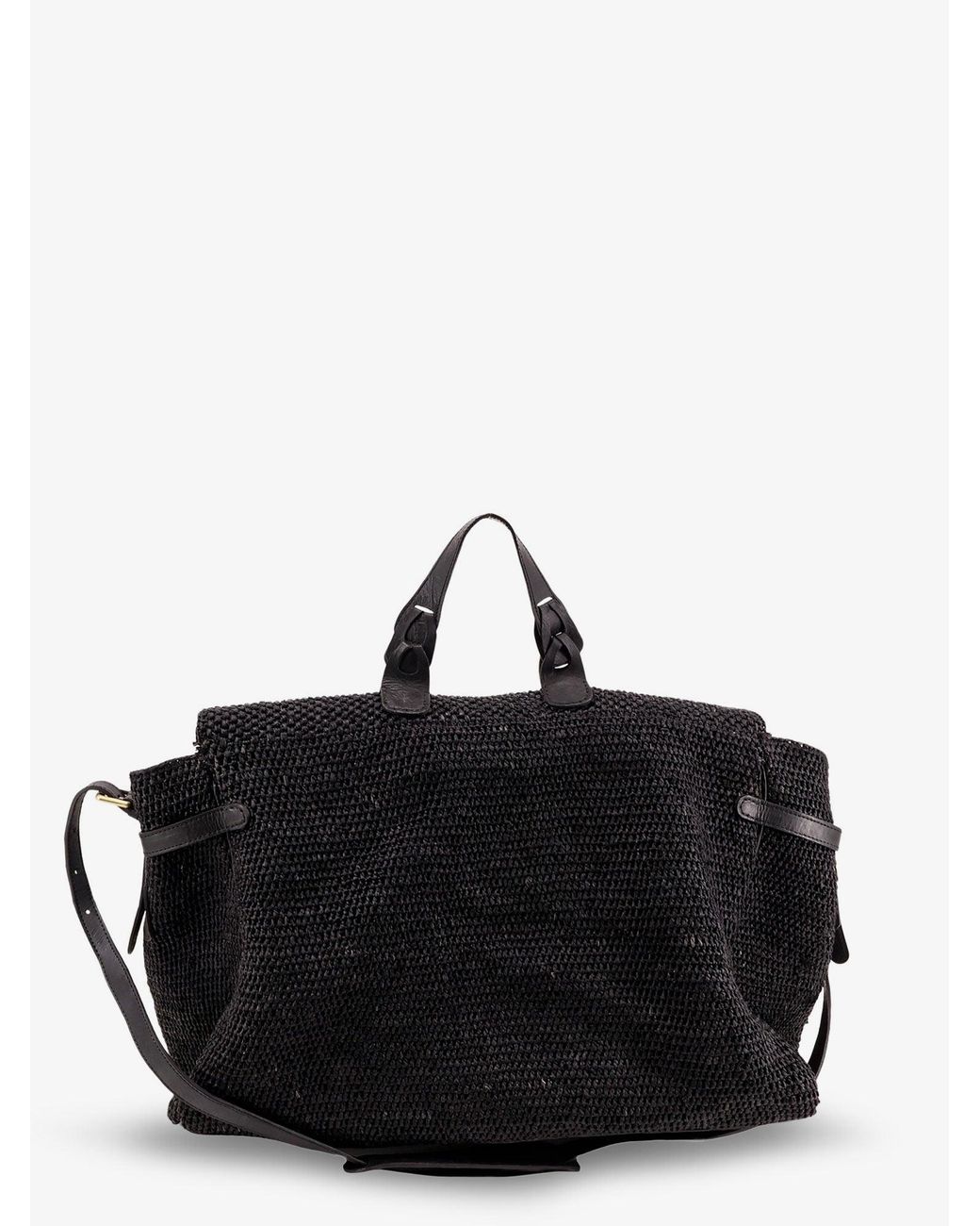 IBELIV Black Alpha Raffia Shoulder Bag for men