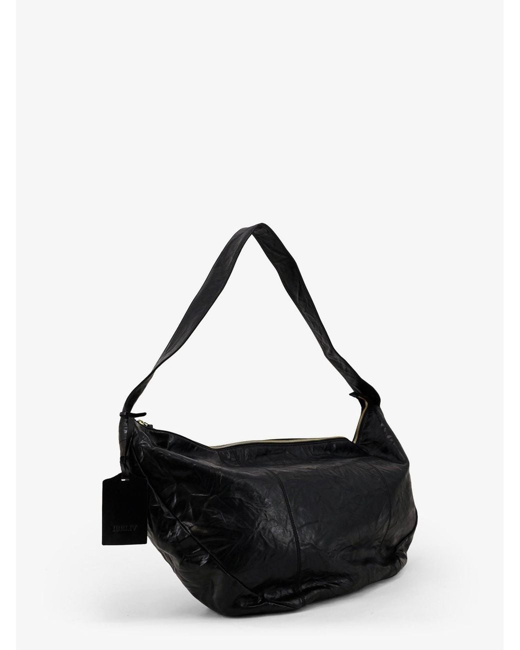 IBELIV Black Clip Vegetable-Tanned Leather Crossbody Bag
