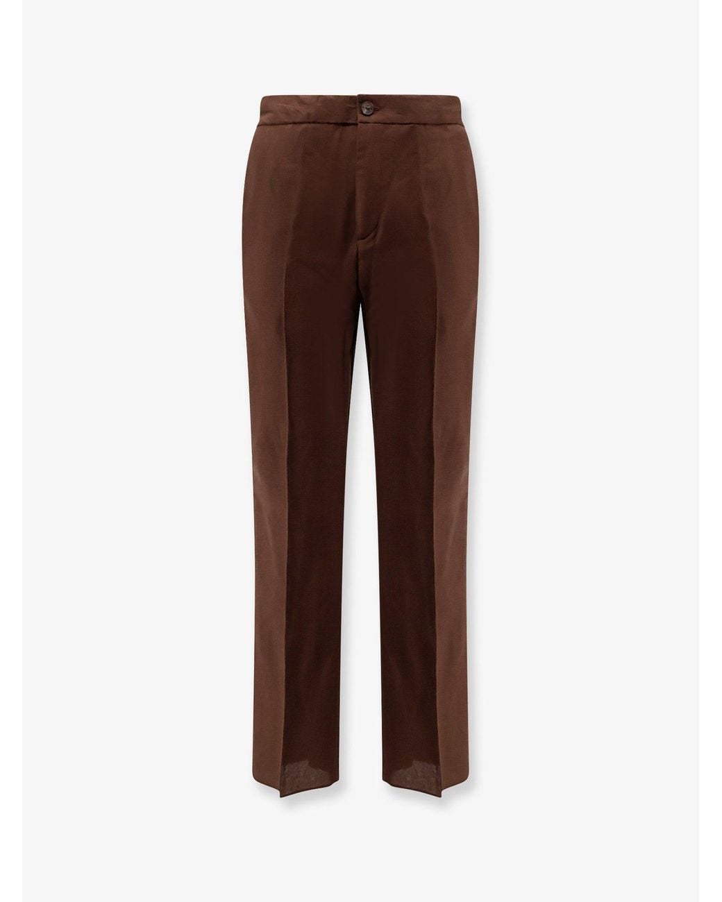 Hevò Brown Torre Chianca Linen And Viscose Trousers for men