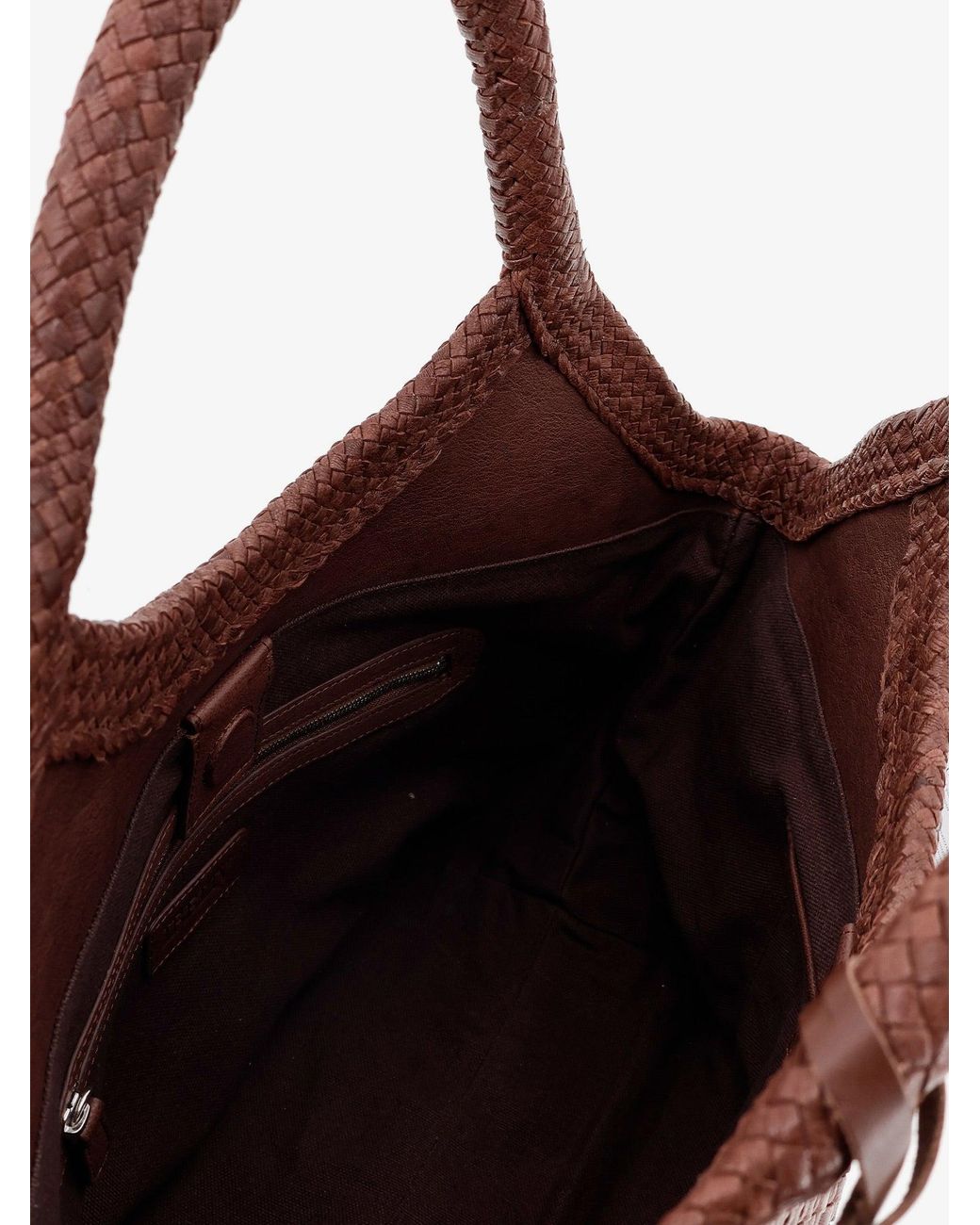 IBELIV Brown Pure Medium Vegetable-Tanned Leather Handbag With A Woven Pattern