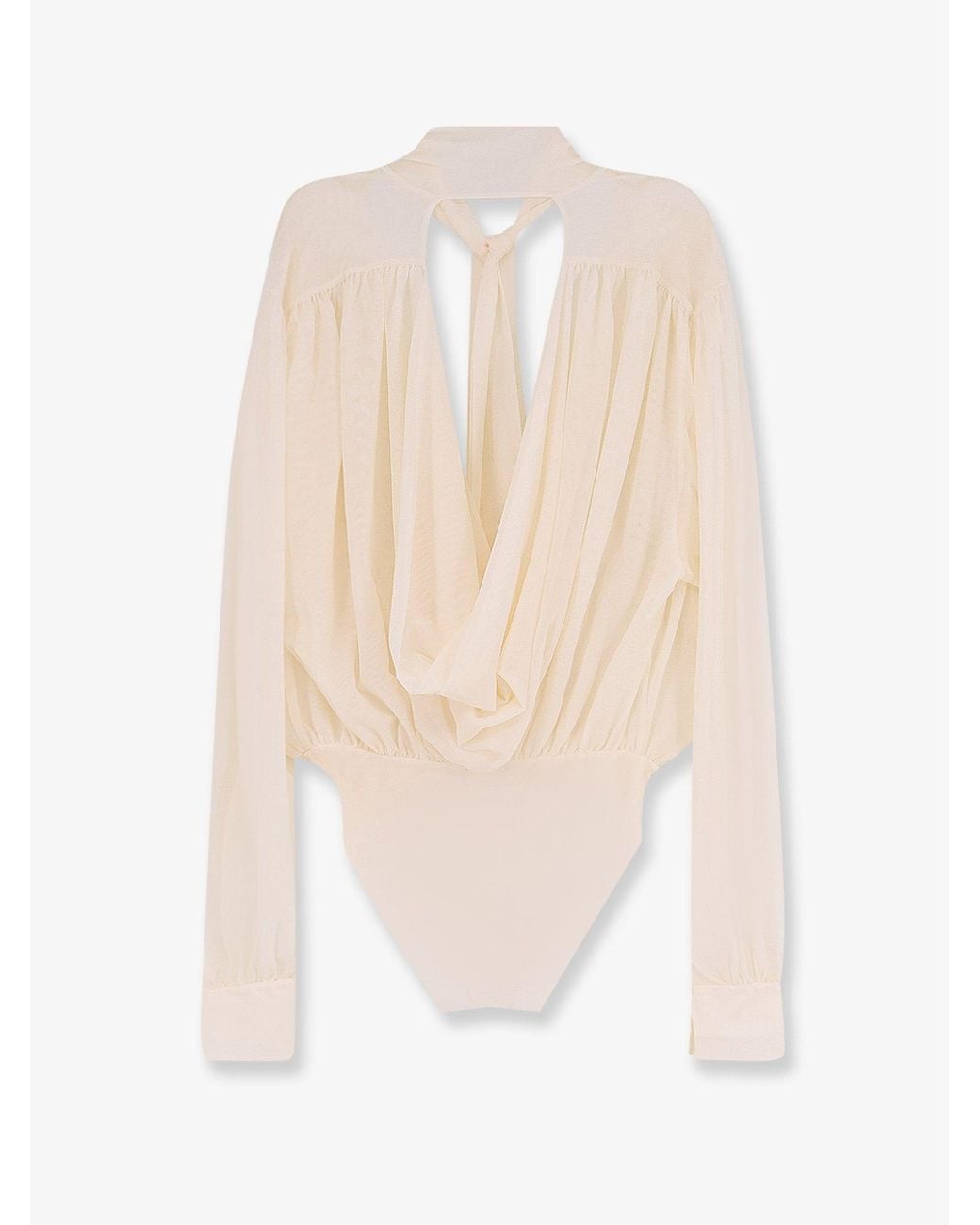 Amazuìn White Keila Sheer Stretch Tulle Bodysuit