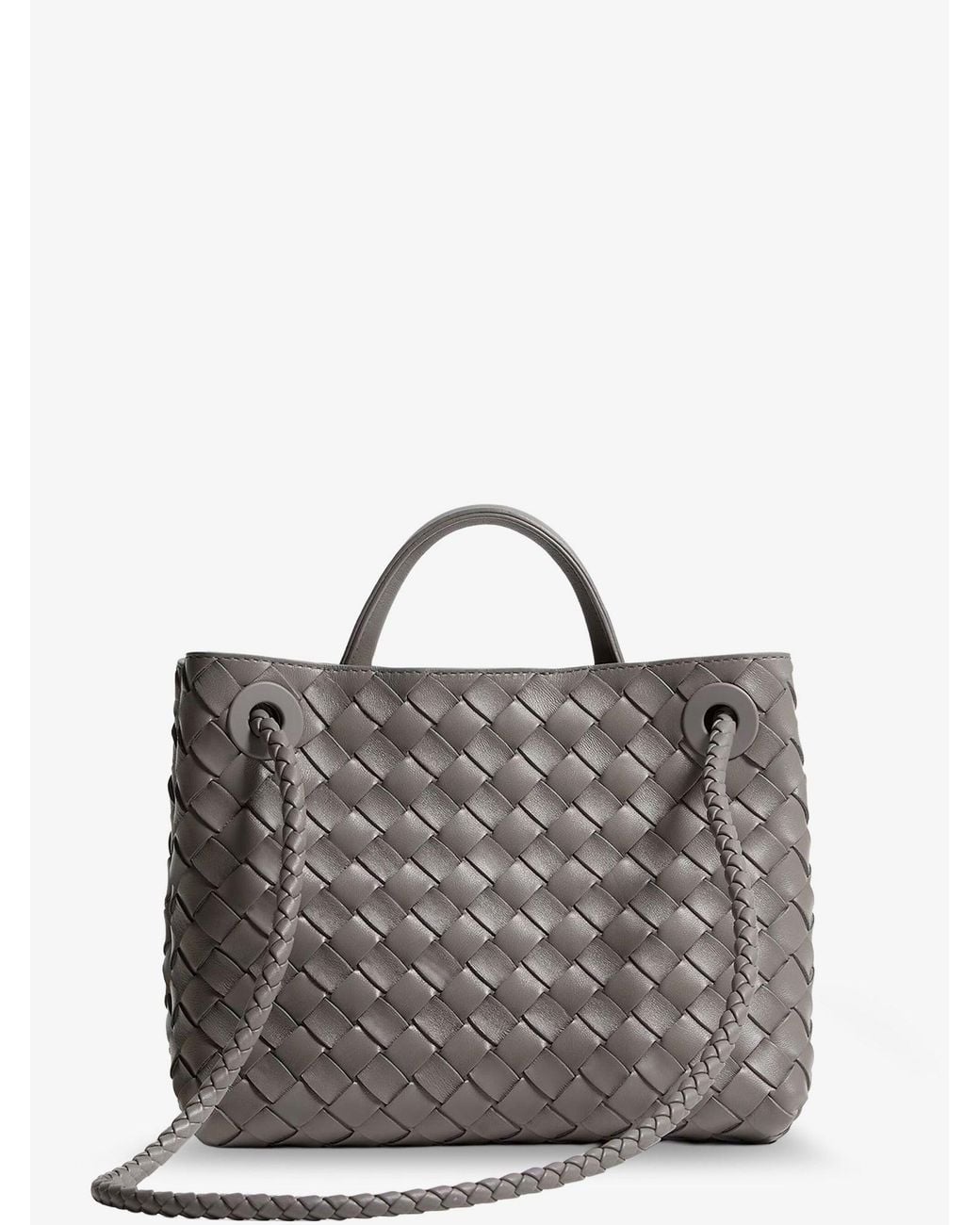 Bottega Veneta Gray Andiamo Small Leather Crossbody Bag