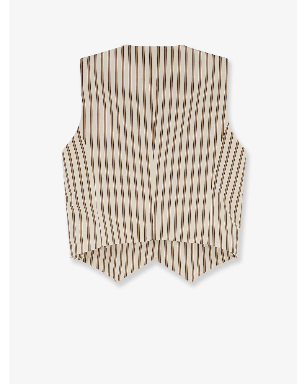 Max Mara White Mxmfauno Striped Cotton And Silk Vest