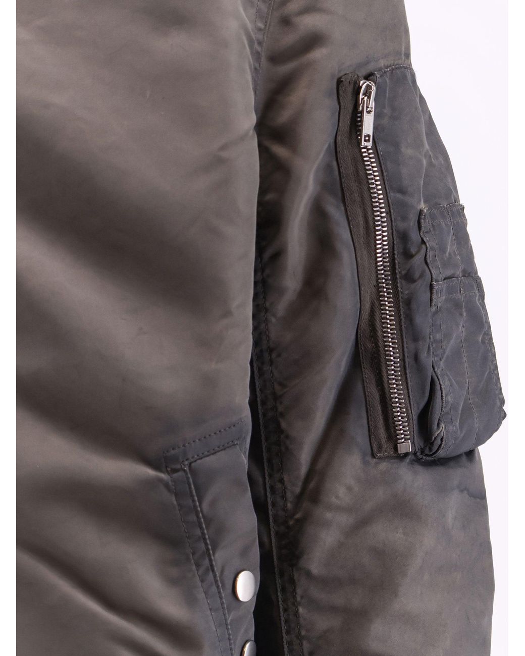 Rick Owens Gray Classic Flight Bomber Jacket With Washed-Out Effect for men