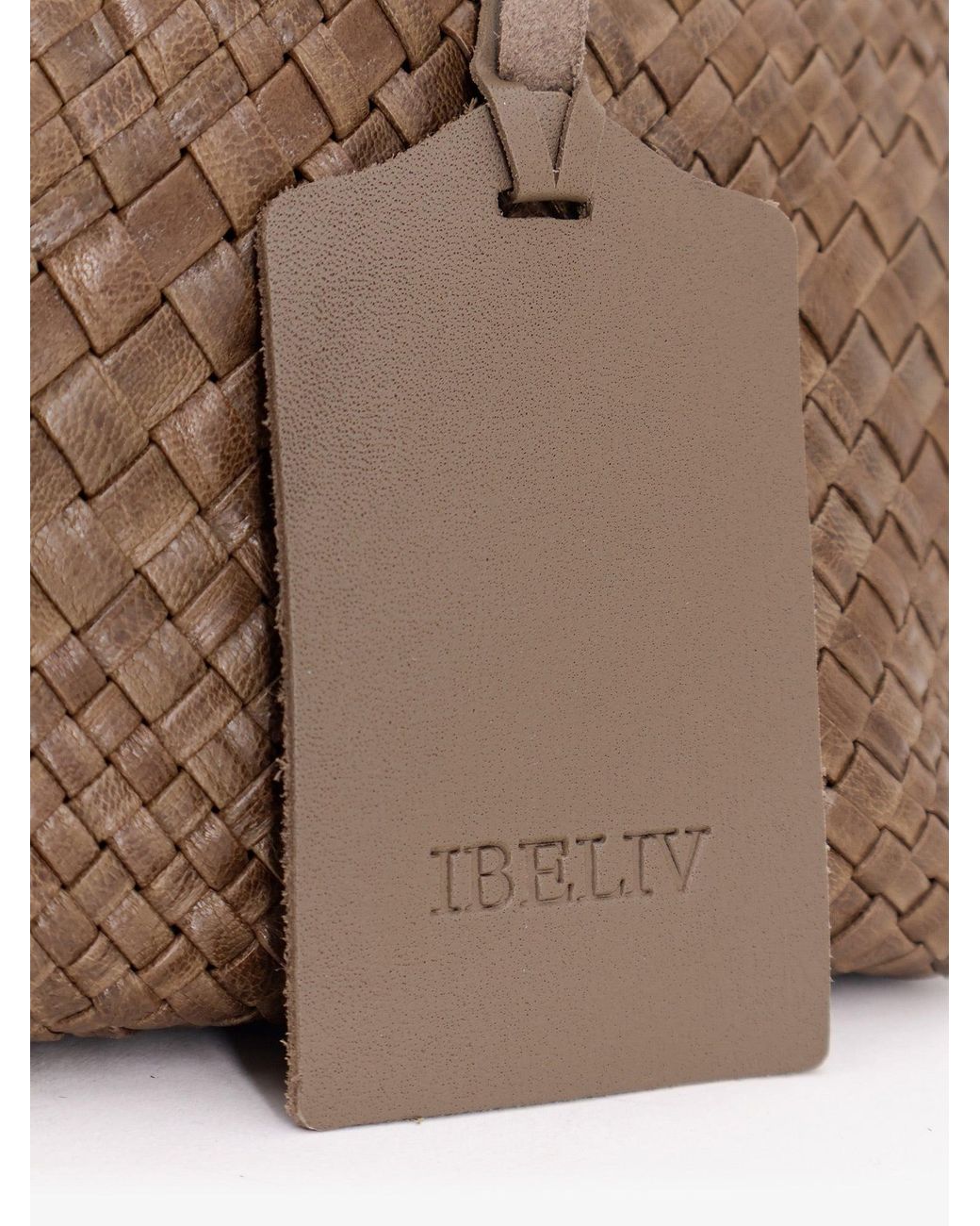 IBELIV Brown Bazika Vegetable-Tanned Leather Shouder Bag With A Woven