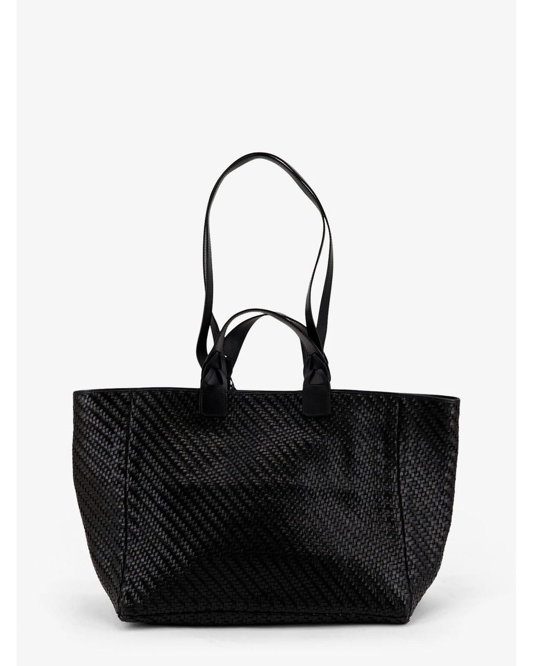 IBELIV Black Elmio Medium Vegetable Leather Shoulder Bag With Woven Pattern