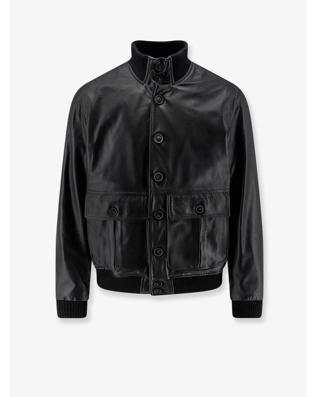 DFOUR® Black Leather Jacket for men