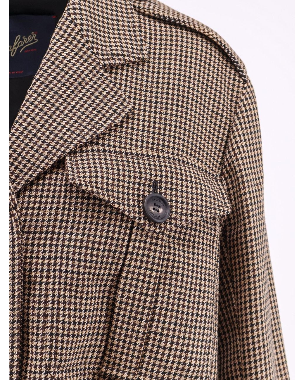 Seafarer Brown Cris Wool Jacket With Houndstooth Pattern