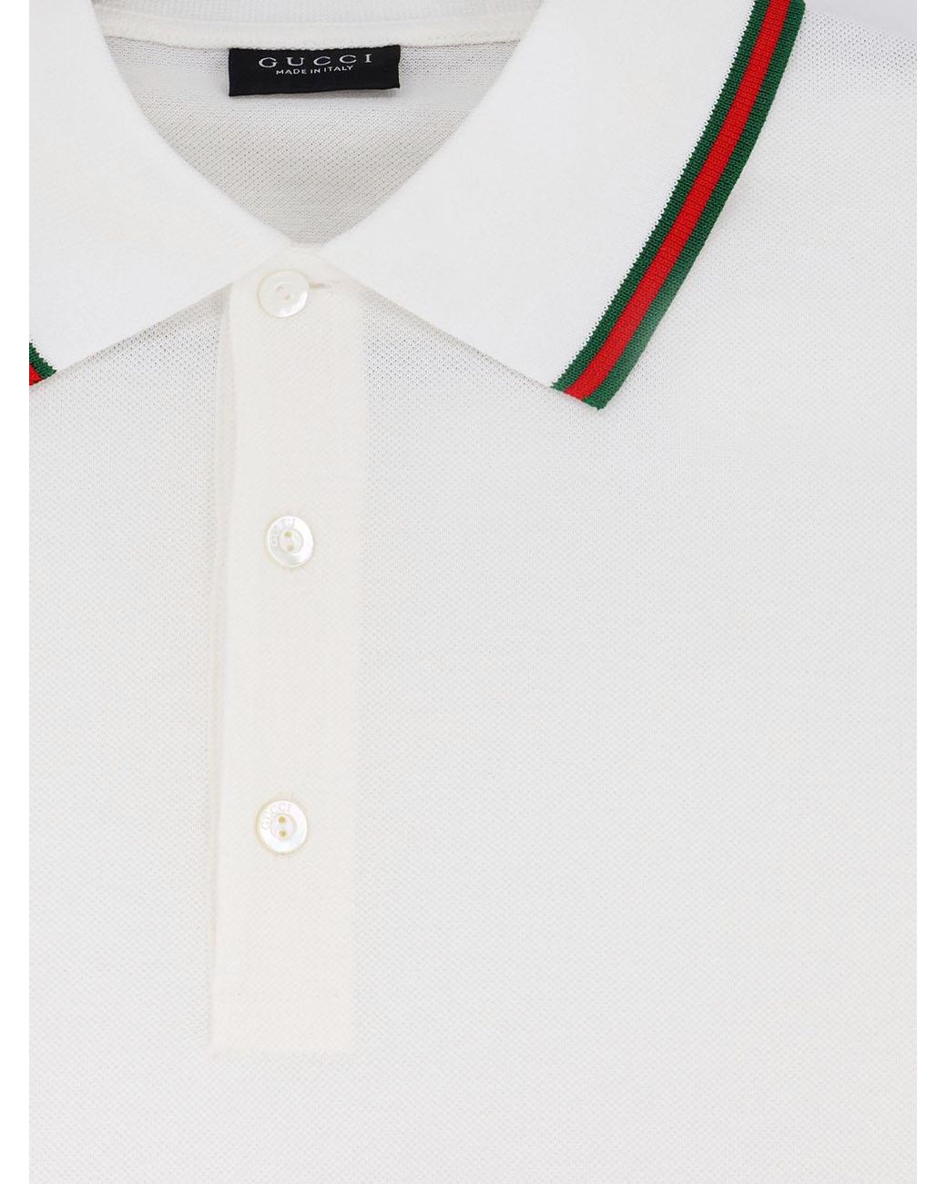 Gucci White Cotton Polo Shirt With Web Detail for men