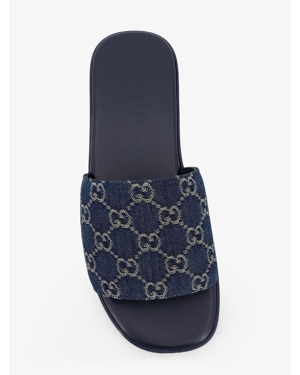 Gucci Blue Denim Sandals With Gg Motif for men