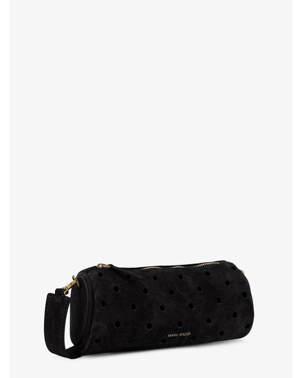 MANU Atelier Black Mini Cylinder Suede Crossbody Bag
