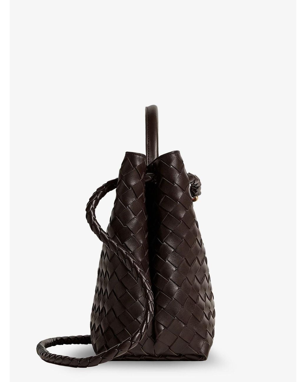 Bottega Veneta Black Andiamo Leather Handbag With Intrecciato Pattern