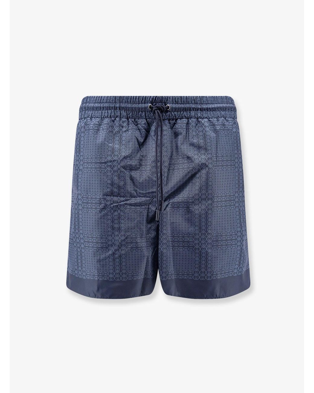 Nylon Swim Trunks With All-Over Incrocio Print-Uomo di Gucci in Blue da Uomo