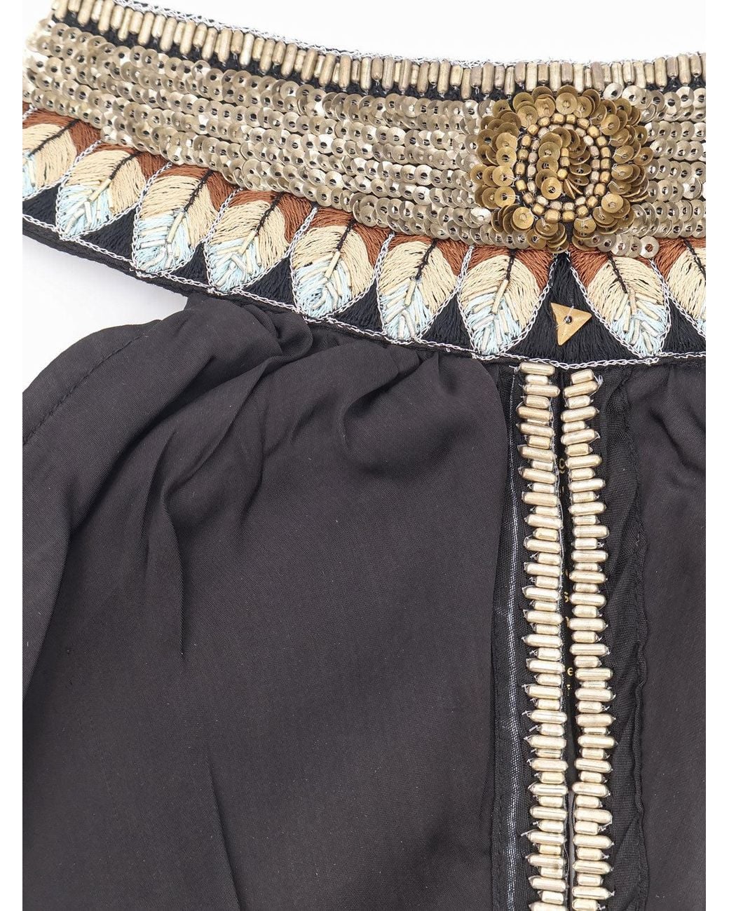 Mes Demoiselles Black Embellished Tulle-Trim Maxi Dress