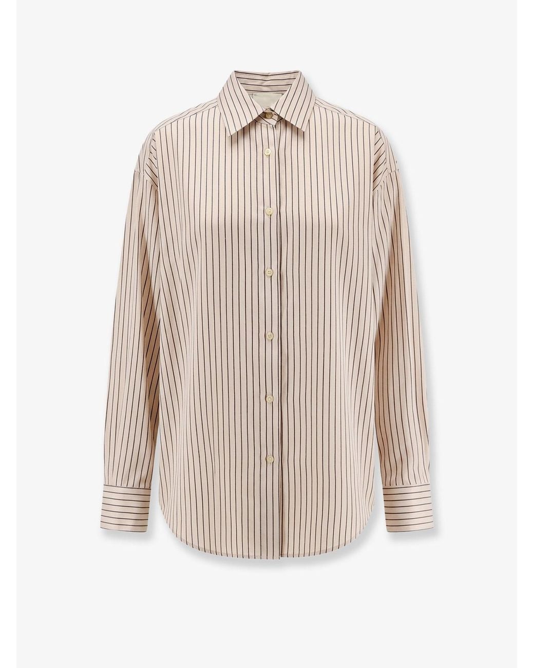 Alysi Natural Oversize Striped Lyocell And Silk Shirt