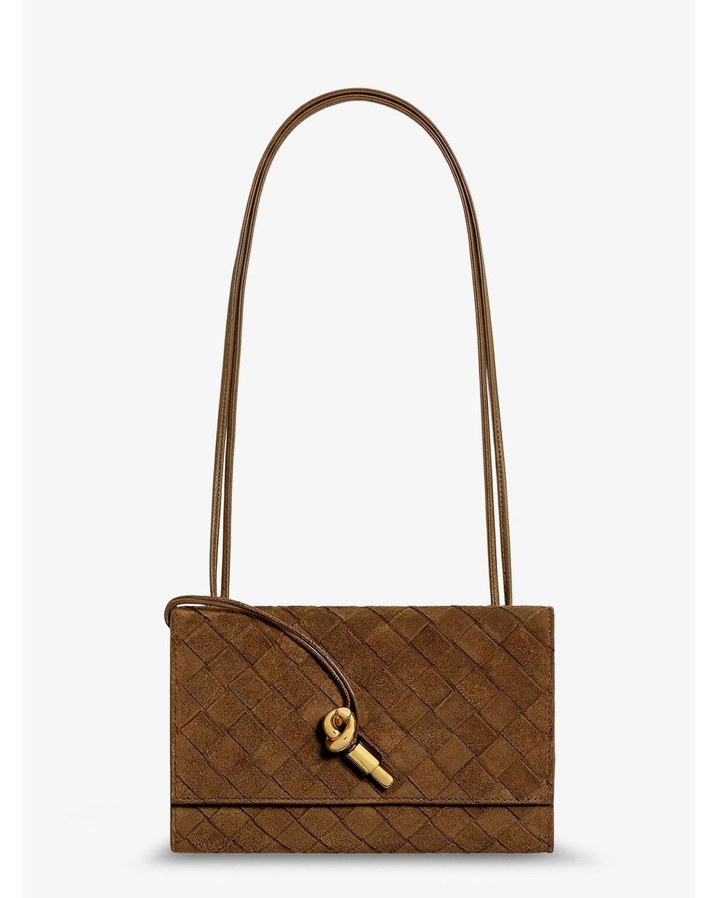 Bottega Veneta White Suede Crossbody Bag With Intrecciato Motif