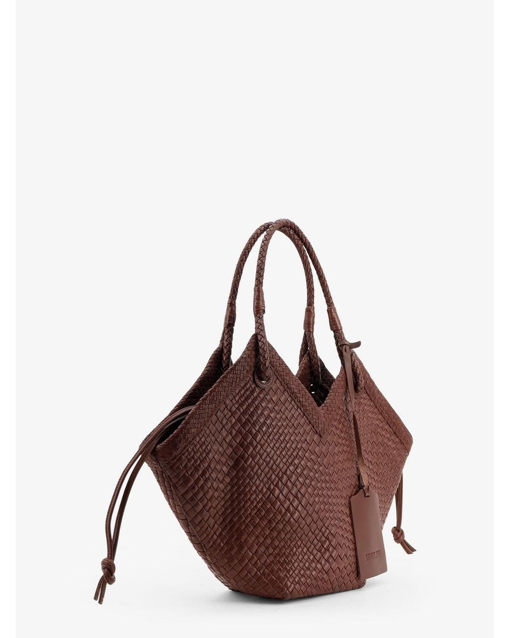 IBELIV Brown Trinity Medium Vegetable-Tanned Leather Shoulder Bag With A Woven Pattern