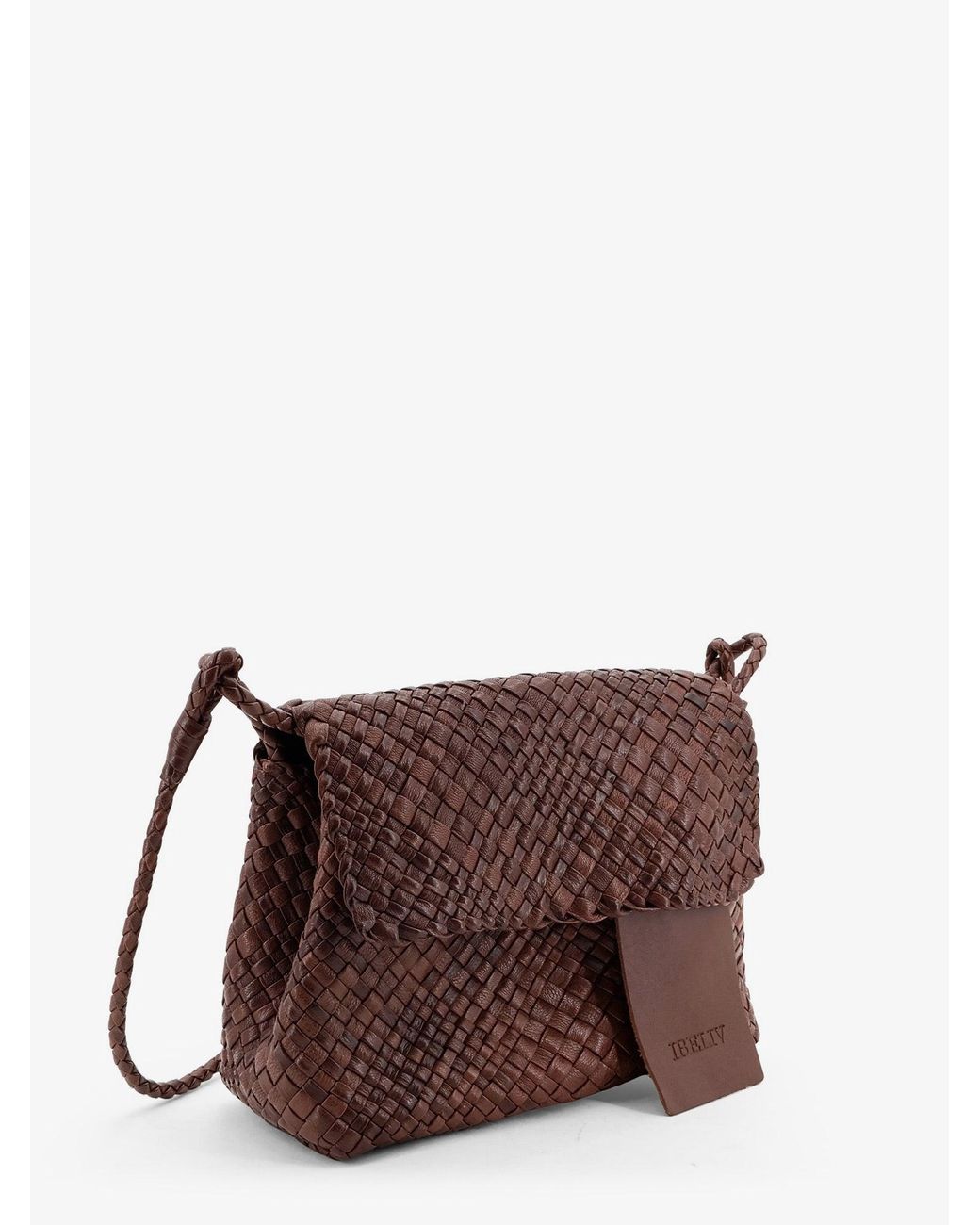 IBELIV Brown Paris Vegetable Leather Shoulder Bag With Woven Pattern