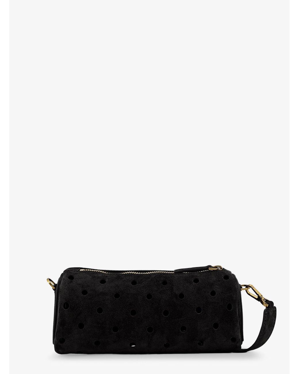 MANU Atelier Black Mini Cylinder Suede Crossbody Bag