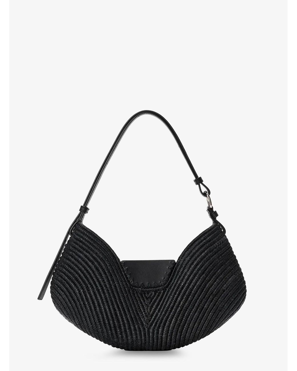 Loewe Black Paula's Ibiza-Swing Raffia And Leather Shoulder Bag
