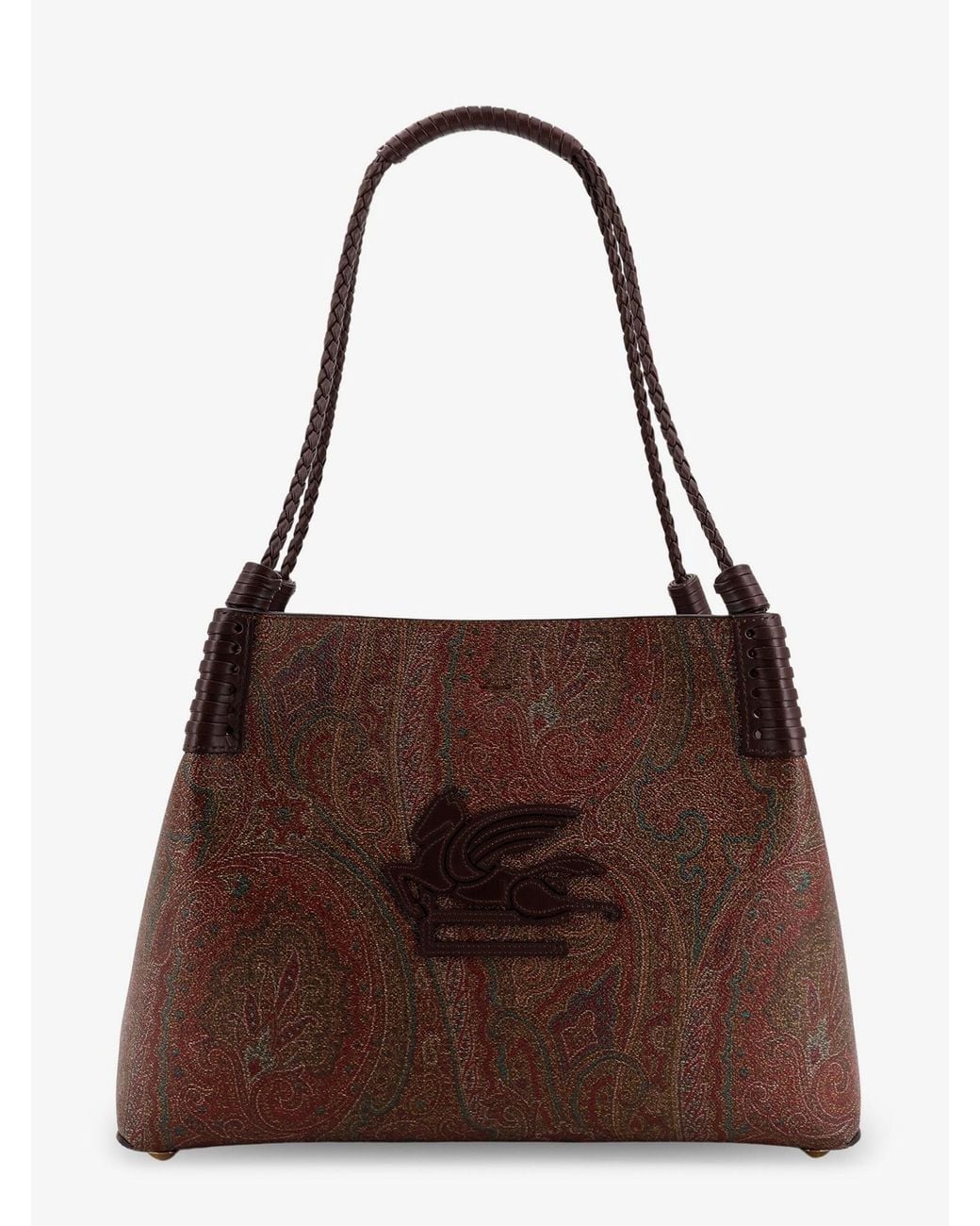 Etro Brown Libra M Arnica Paisley Fabric Shopping Bag
