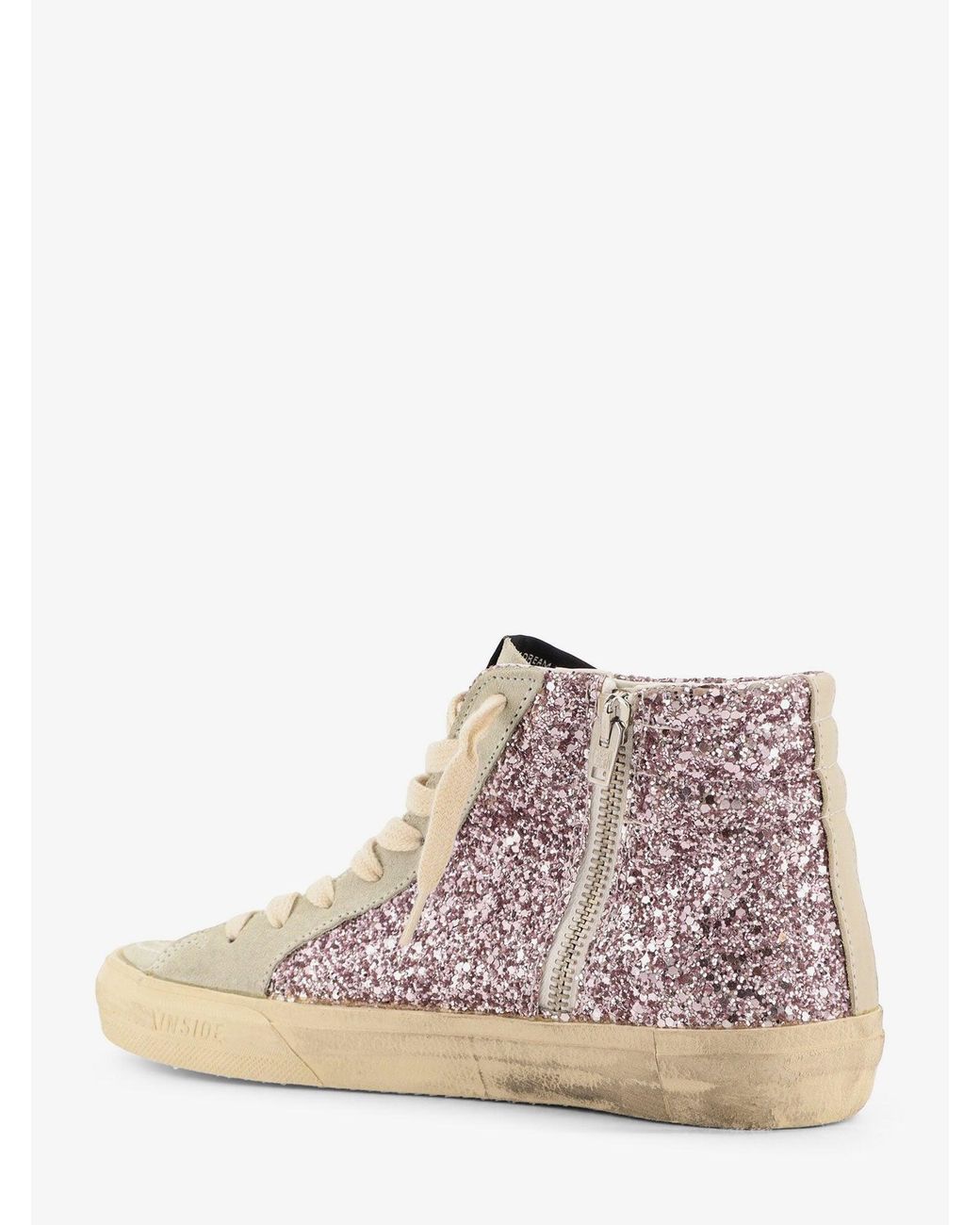 Golden Goose Deluxe Brand White Leather Sneakers With All-Over Glitter Detail