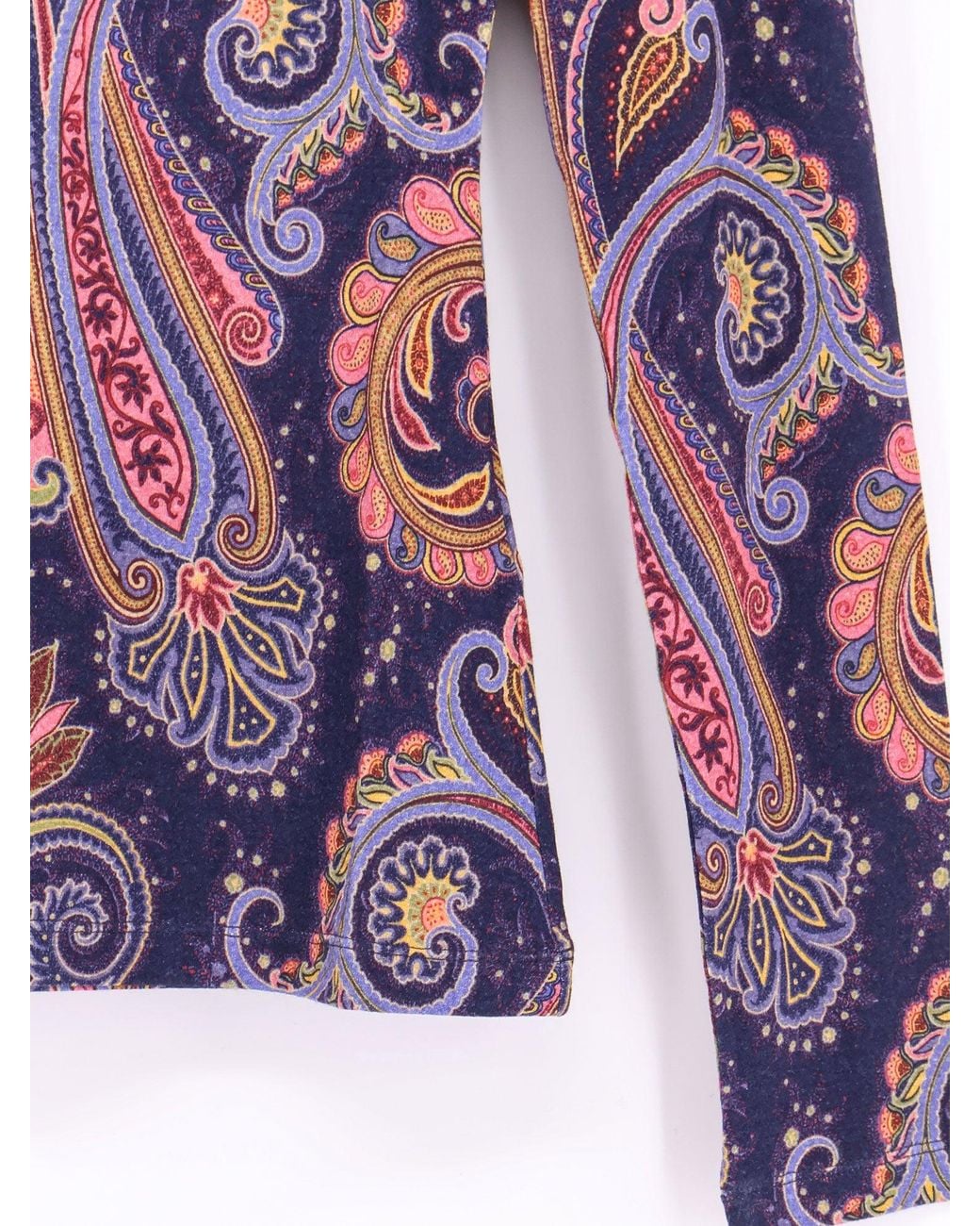 Etro Blue Paisley Viscose And Wool T-Shirt