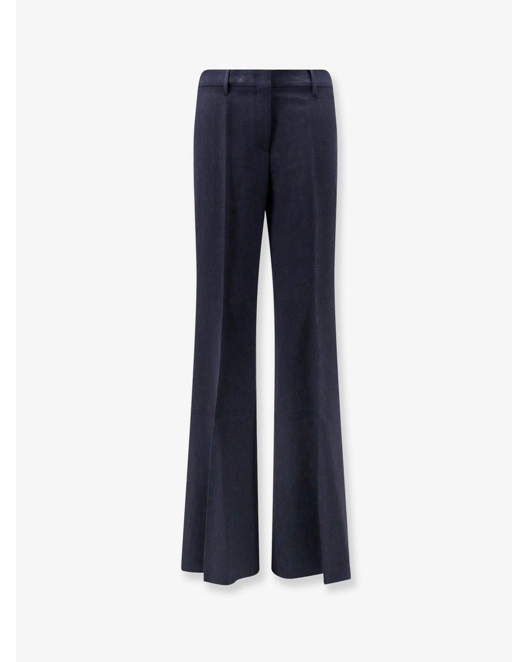 Etro Blue Wool Blend Trousers With Paisley Pattern