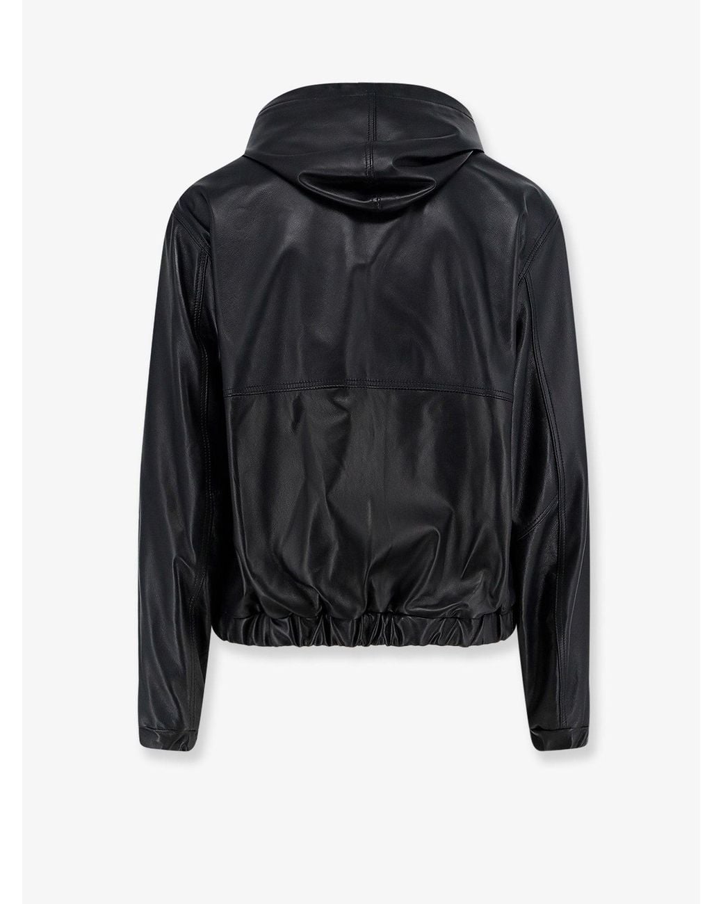 DFOUR® Black Hooded Leather Jacket for men