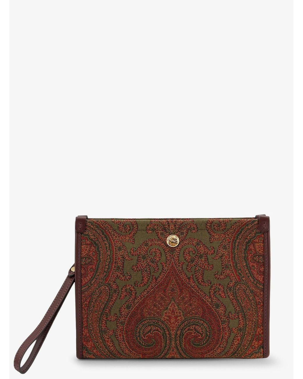 Etro Brown Paisley Pattern Clutch Bag