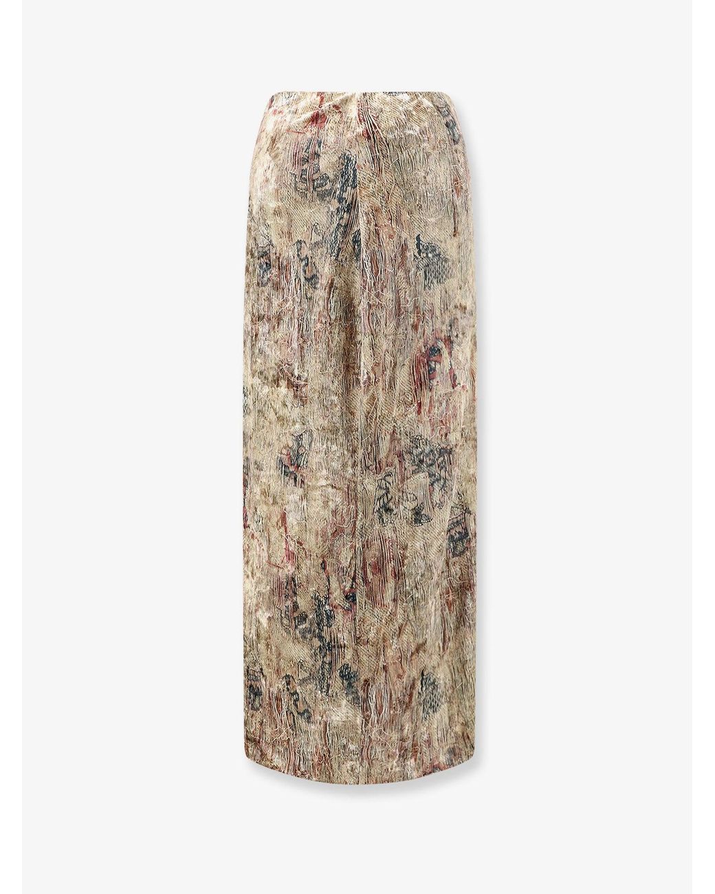 Pierre Louis Mascia Natural Ranat Printed Chenille Midi Skirt