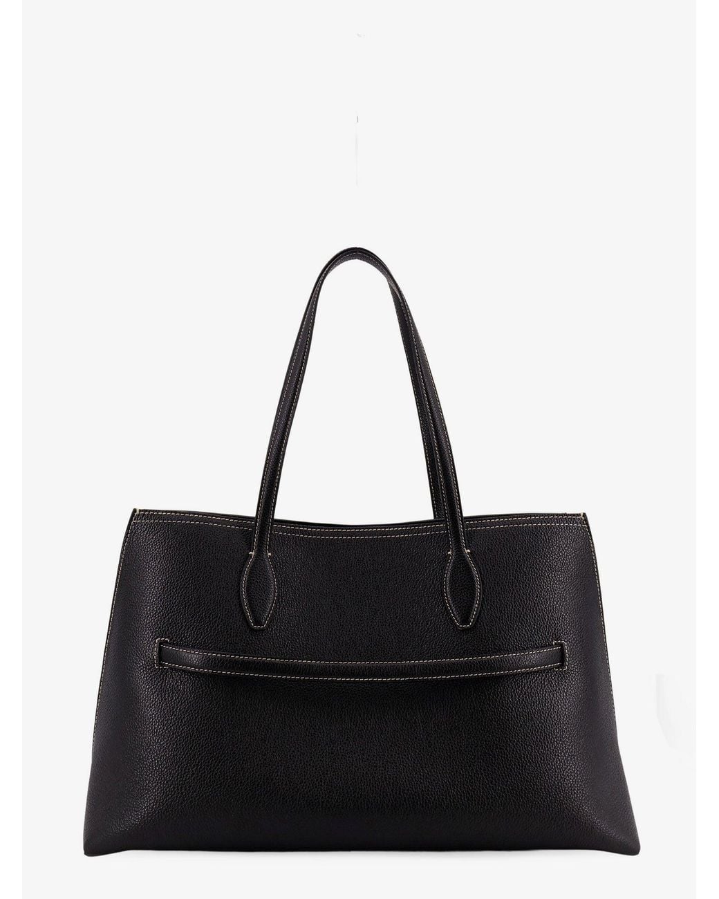 Totême  Black Leather Shoulder Bag With Lettering Logo On The Front