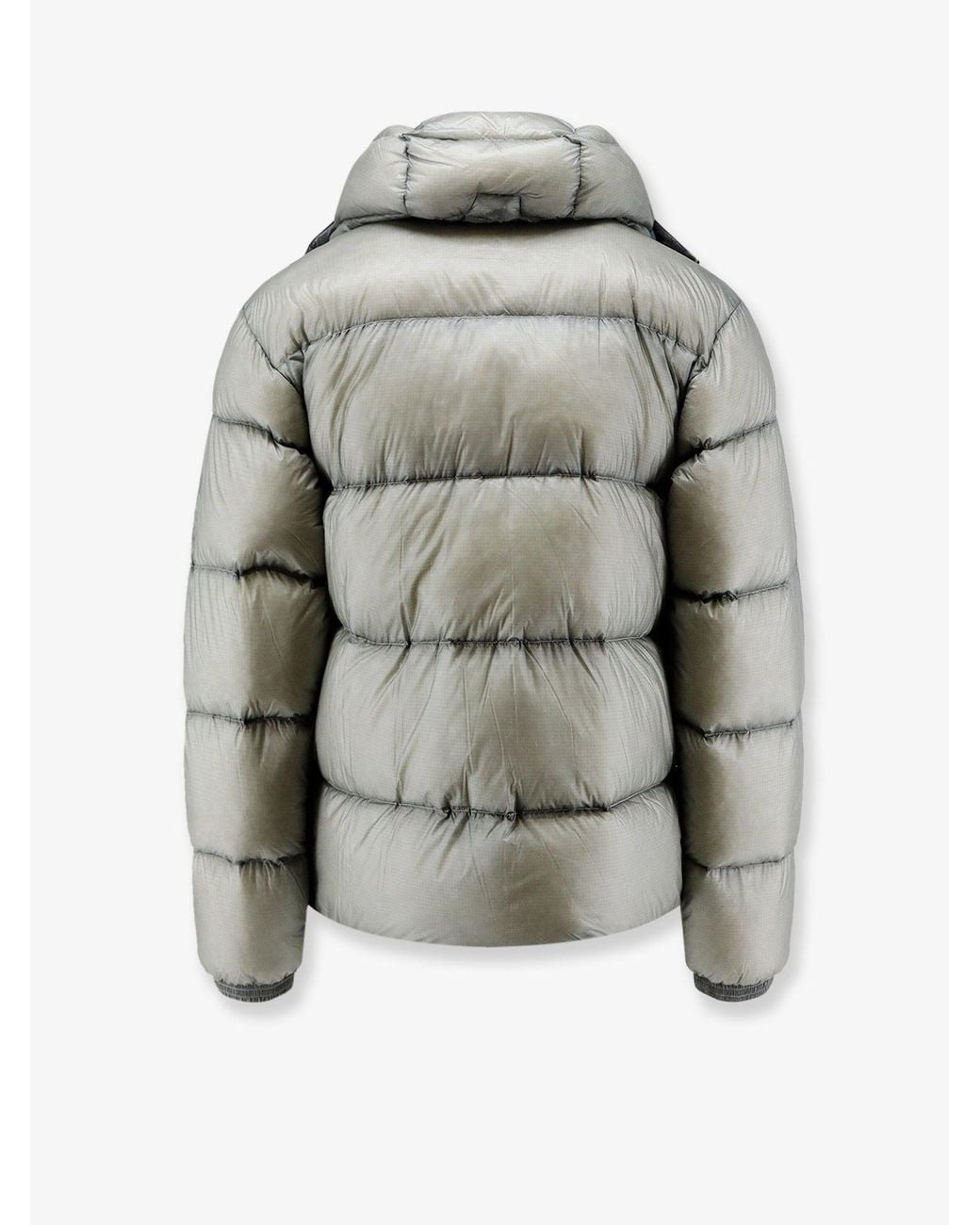 C P Company Gray D.D. Shell Explorer Lens 7 Denier Matte Micro-Ripstop Nylon Down Jacket for men