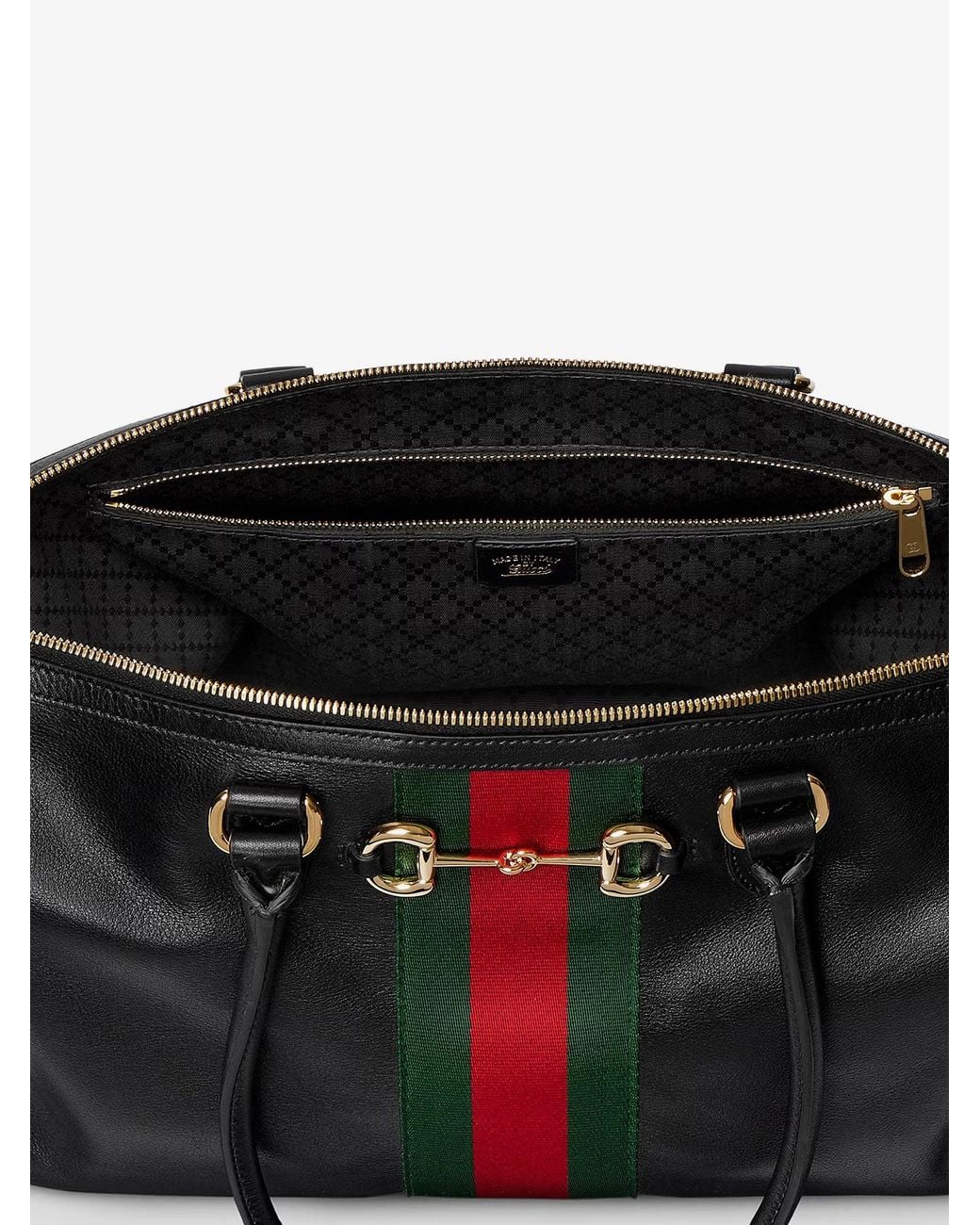 Gucci Black Leather Shoulder Bag With Metal Clasp