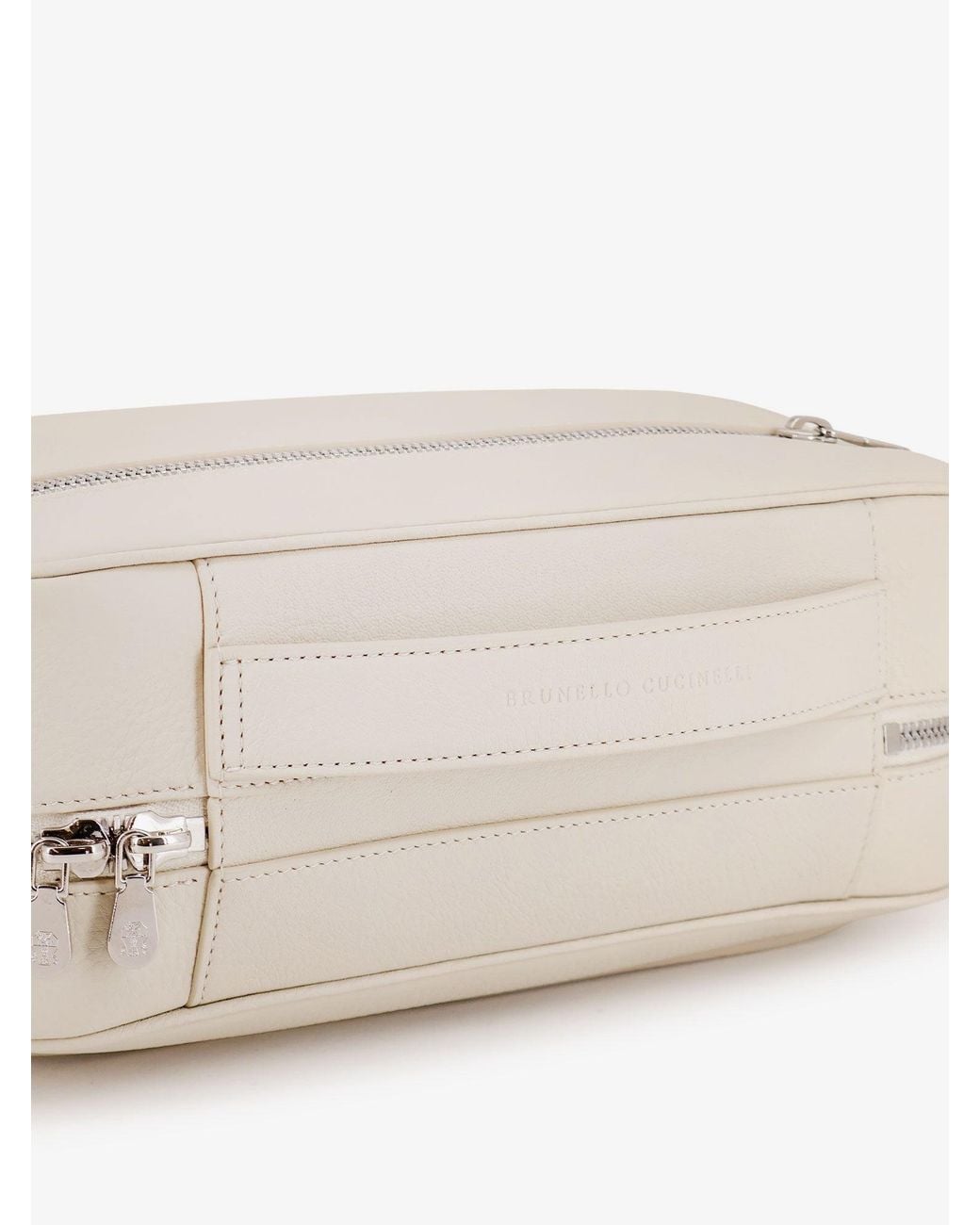 Brunello Cucinelli Natural Leather Beauty Case With Metal Logo Detail for men