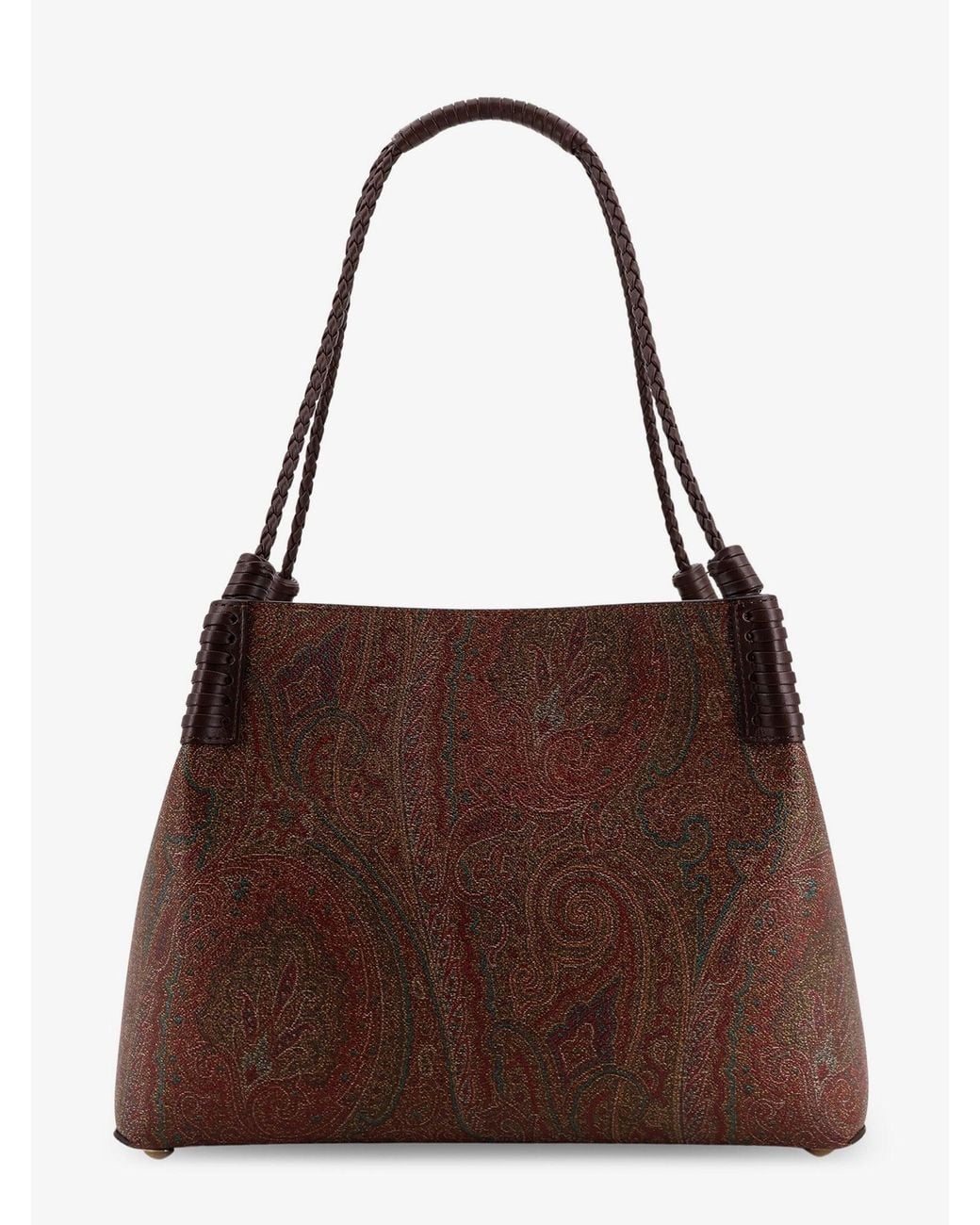 Etro Brown Libra M Arnica Paisley Fabric Shopping Bag